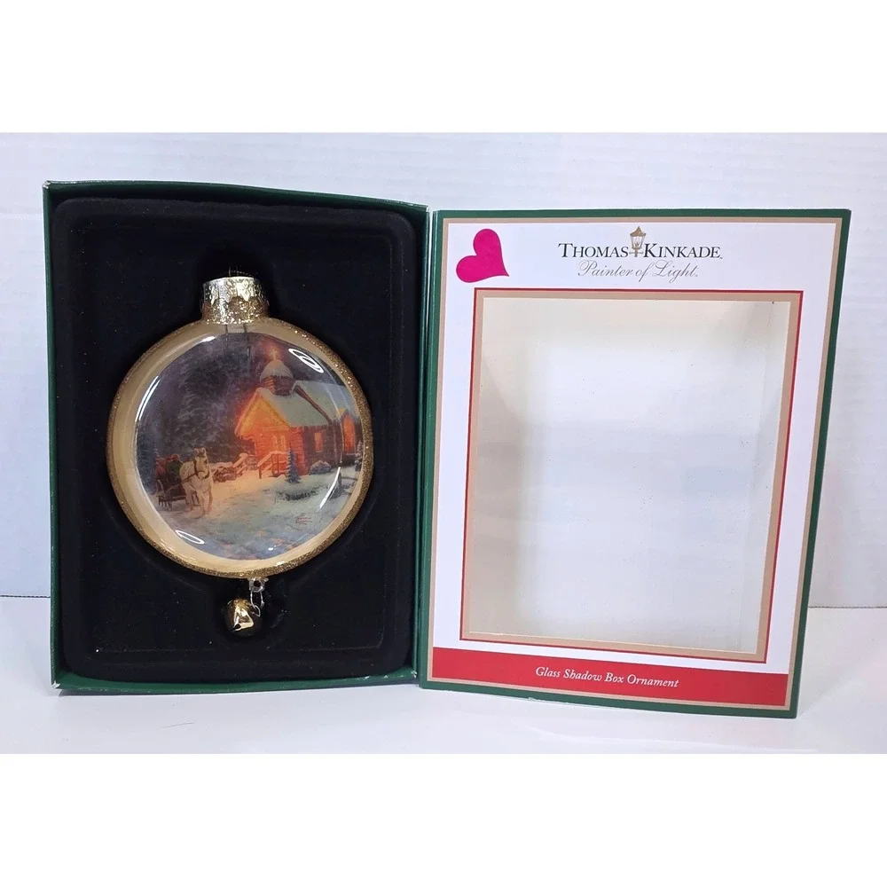 Thomas Kinkade Christmas Chapel I Glass Shadow Box Ornament 2009 Coyne's & Co